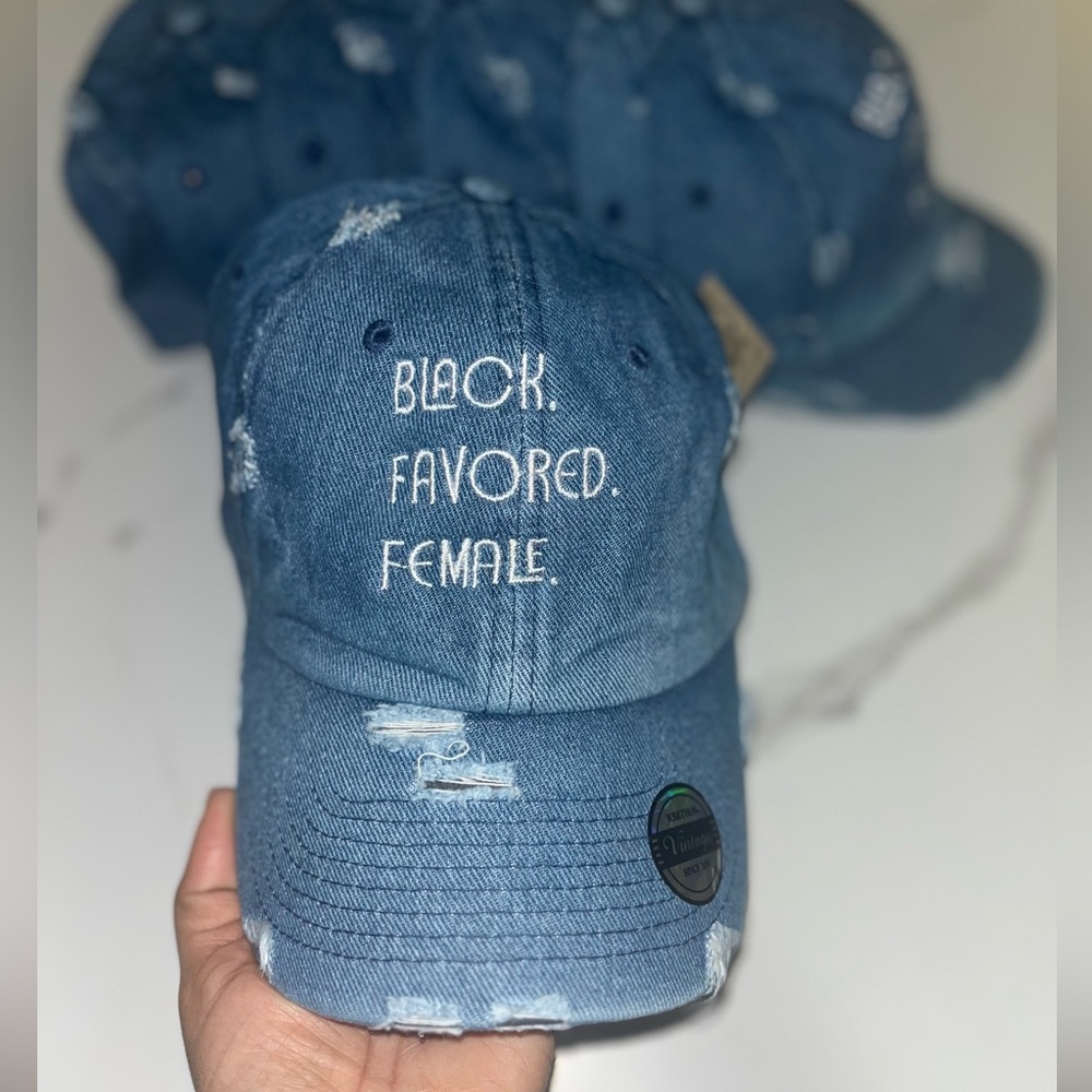 Distressed Blue Denim Cap